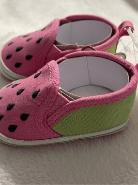 Rising Star Pink & Green Watermelon Slip-Ons for Babies Size 1 NWT